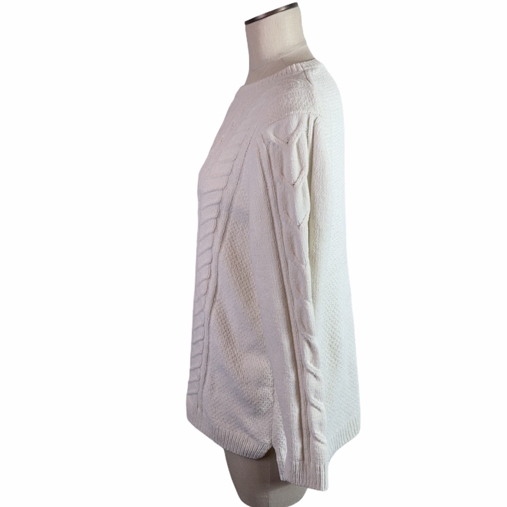 J.Jill Ivory Chenille Cable Knit Sweater Top Large - Picture 4 of 9